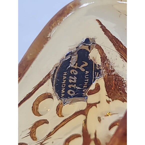 Amber Cat Head Hobnail Shoe Slipper Vintage Fenton Art Glass - Picture 4 of 5